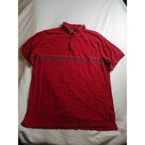 OCI Polo Shirt Mens XL Red Striped Short Sleeve Y2K Casual Golf Dad Top Retro